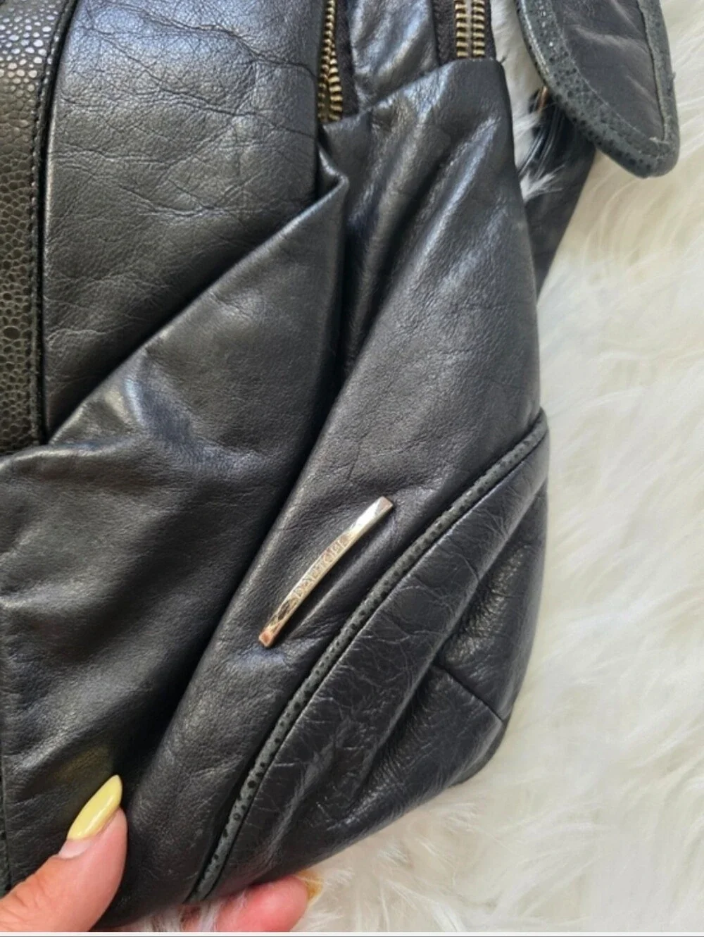 Dautore Black Quilted Backpack with Top Zipper Pocket